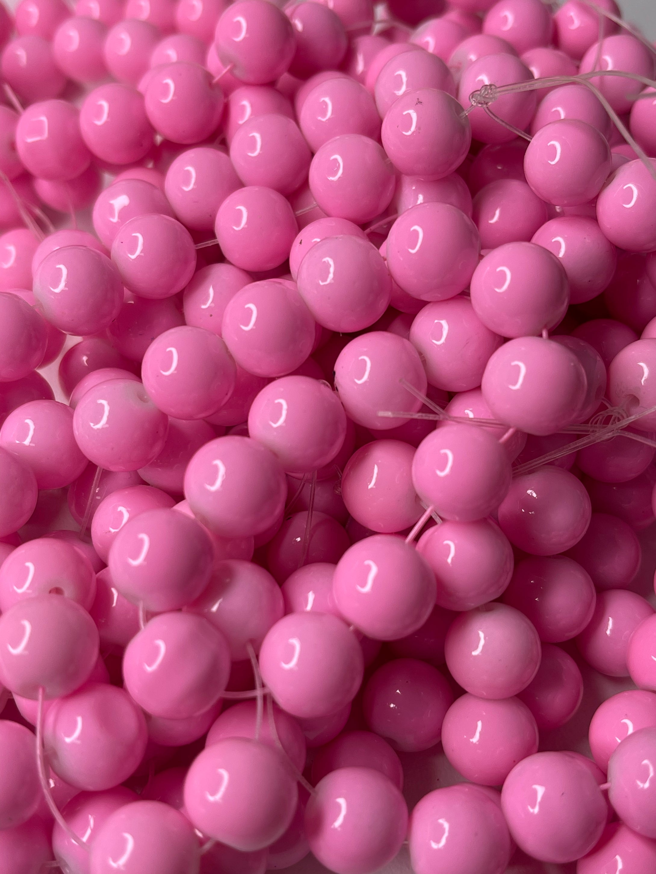 Pink Glass Beads 10mm (38 pieces)