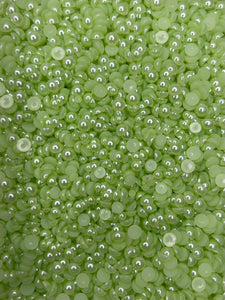 Light Green Pearl Flatback Mixed Rhinestones Set-30 grams