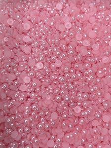 Light Pink Pearl Flatback Mixed Rhinestones Set-30 grams