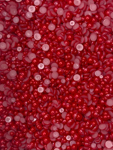Red Rose Pearl Flatback Mixed Rhinestones Set-30 grams