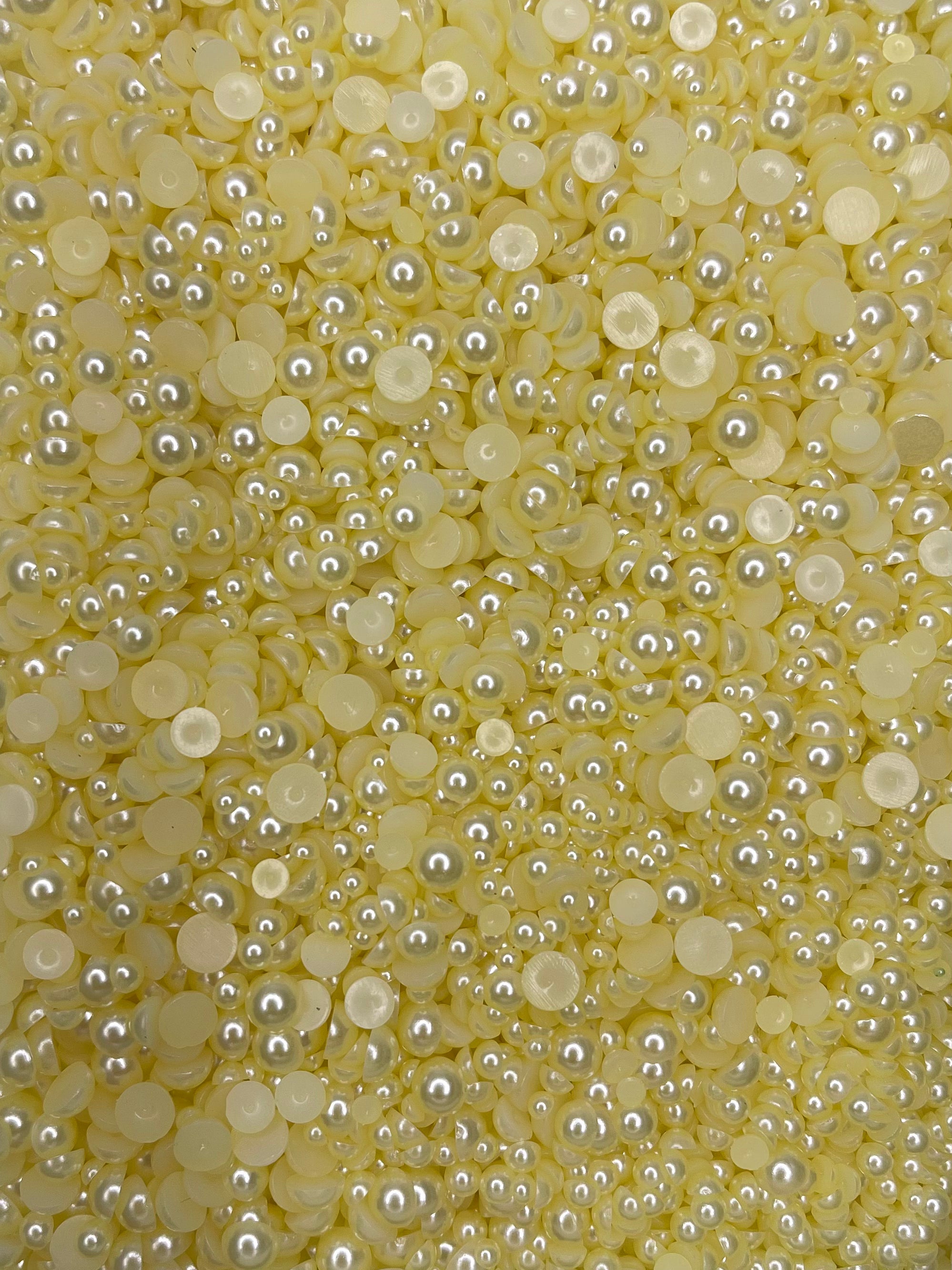Lemon Pearl Flatback Mixed Rhinestones Set-30 grams